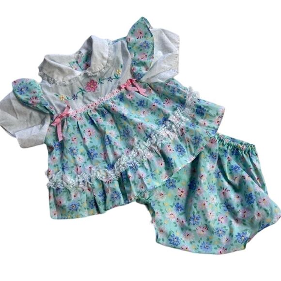 Darling Vintage 1990s Pastel Floral Twofer Dress and Bummies Diaper Cover - Picture 1 of 7